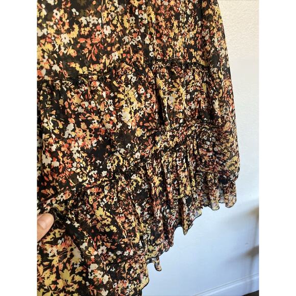 Adyson Parker ADY P Black & Yellow Orange‎ Floral Top w/ Ruffles, Size XSmall - Picture 3 of 6